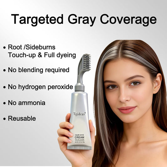 Hair Dye Cream Comb with Natural Plant Extract, Root Touch up Hair Color, Ammonia Free for Men & Women, Easy No Mix Gray Coverage, No Bleaching, All Types, Natural Black, 2.8Oz, 1 Kit
